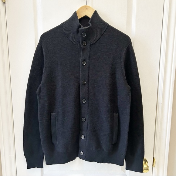 Banana Republic Men's Black Cardigan Cotton Sweater Jacket Size Medium NEW - Picture 3 of 14